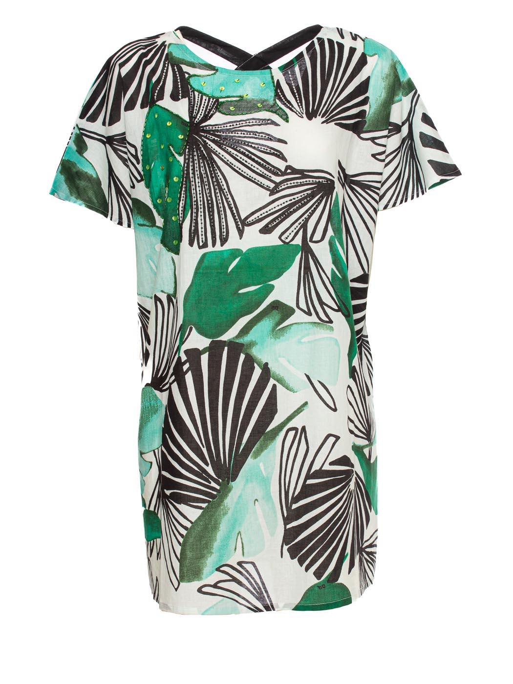 KIMONO STAMPA BICOLOR LEAVES+ RICAMI T.U.100%CO MADE IN INDIA